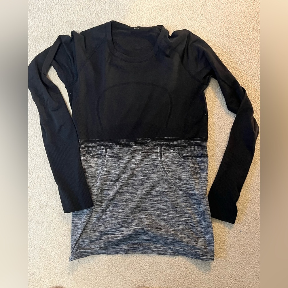lululemon swifty tech Black and Gray Long Sleeve Top